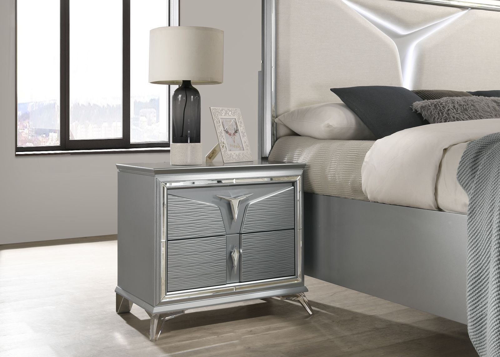Olive Silver Night Stand