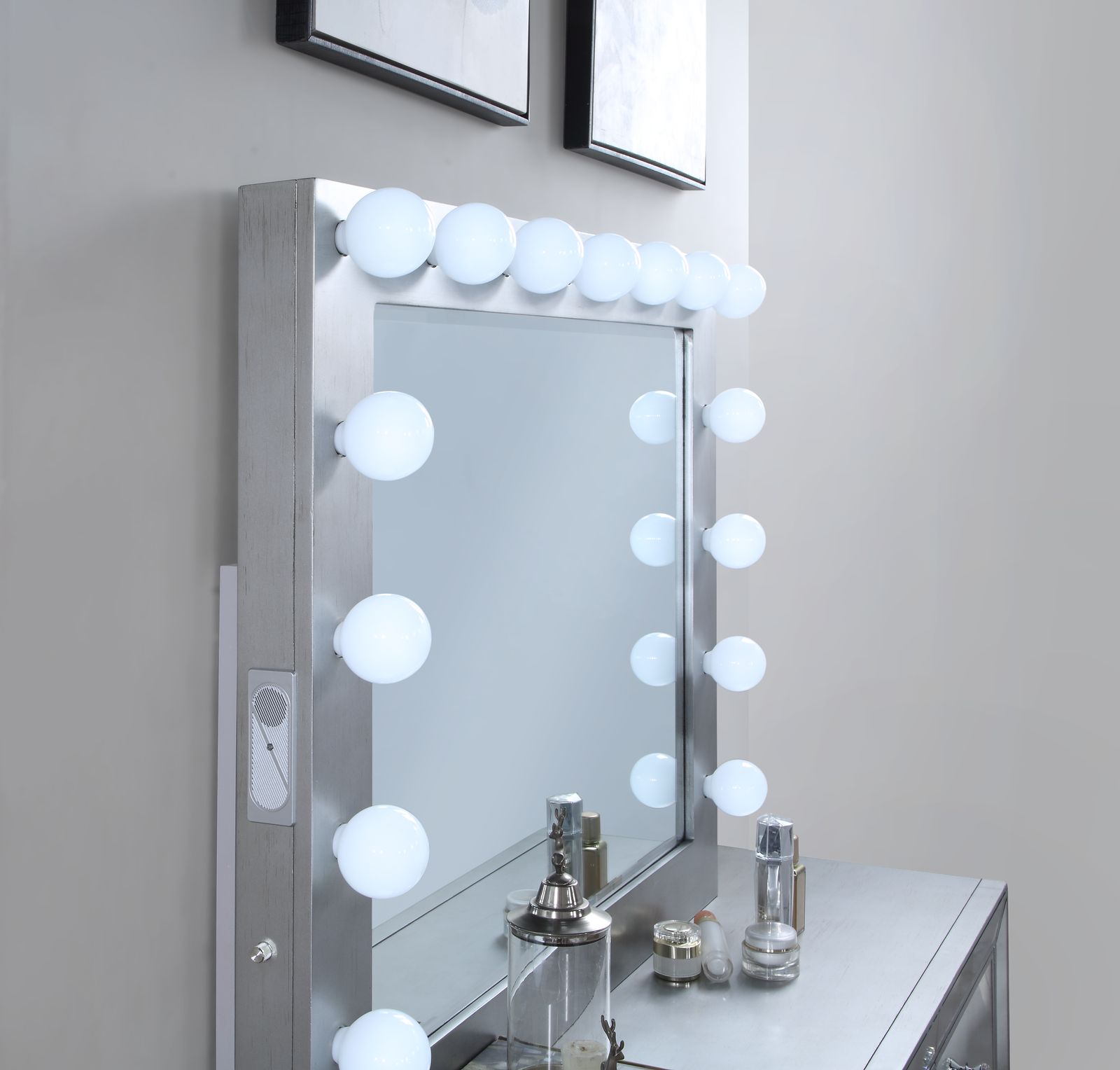 Platinum Silver Led Queen Bed - view 2