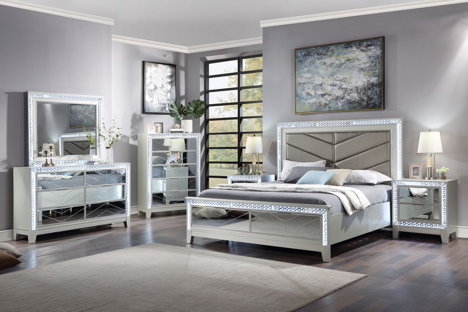 Platinum Silver Led Dresser