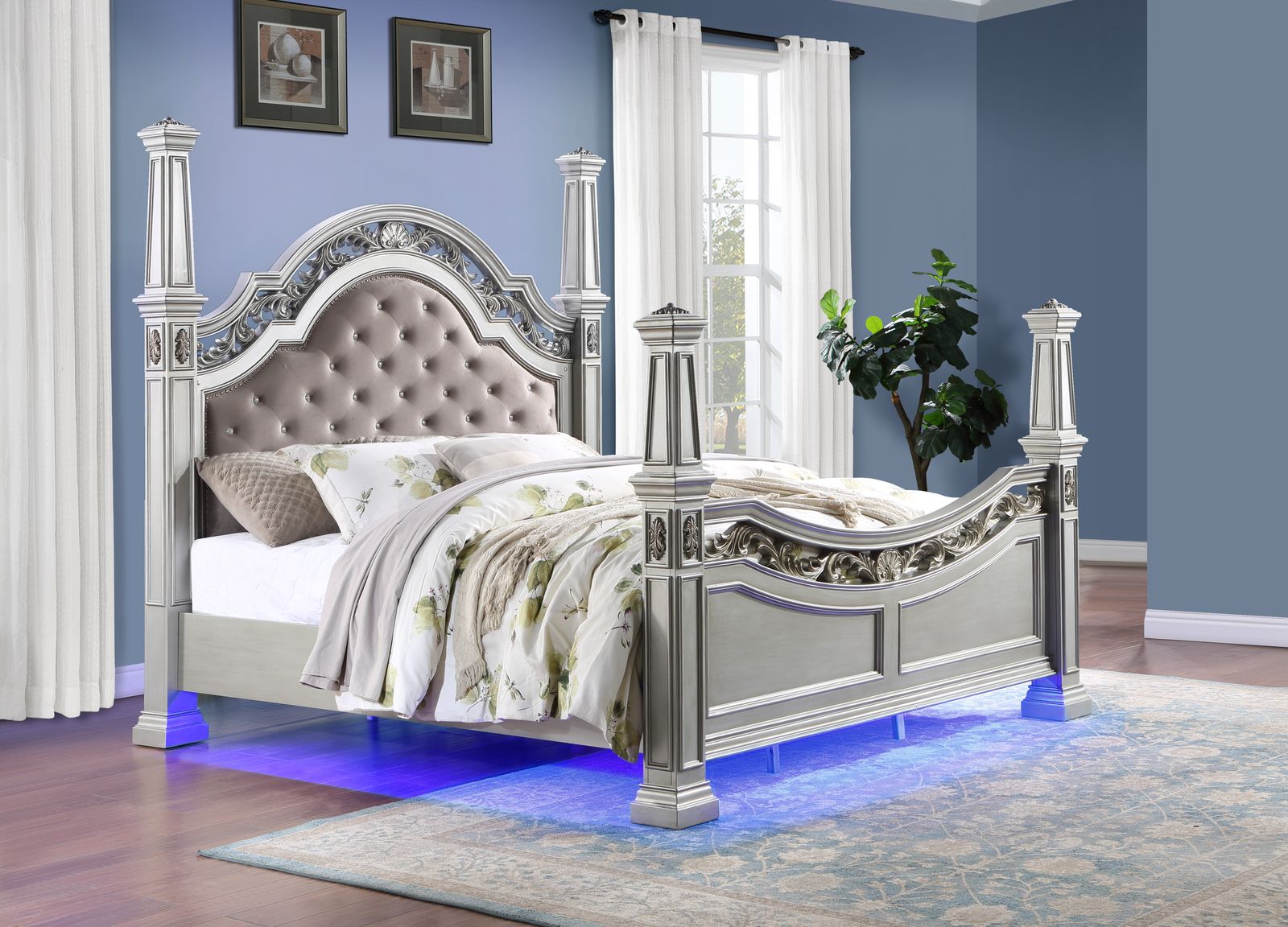 Silver Metallic Queen Bed - view 3