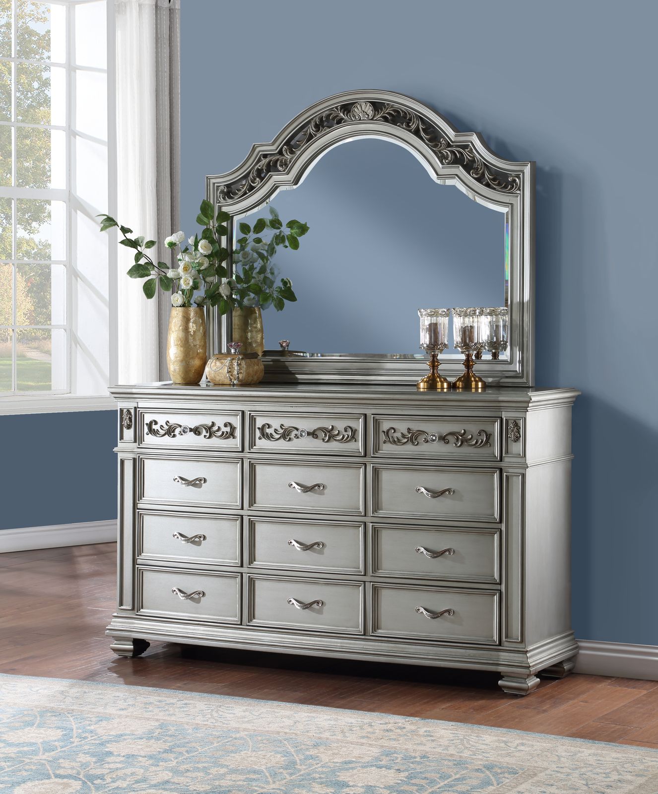 Silver Metallic Queen Bed - view 2