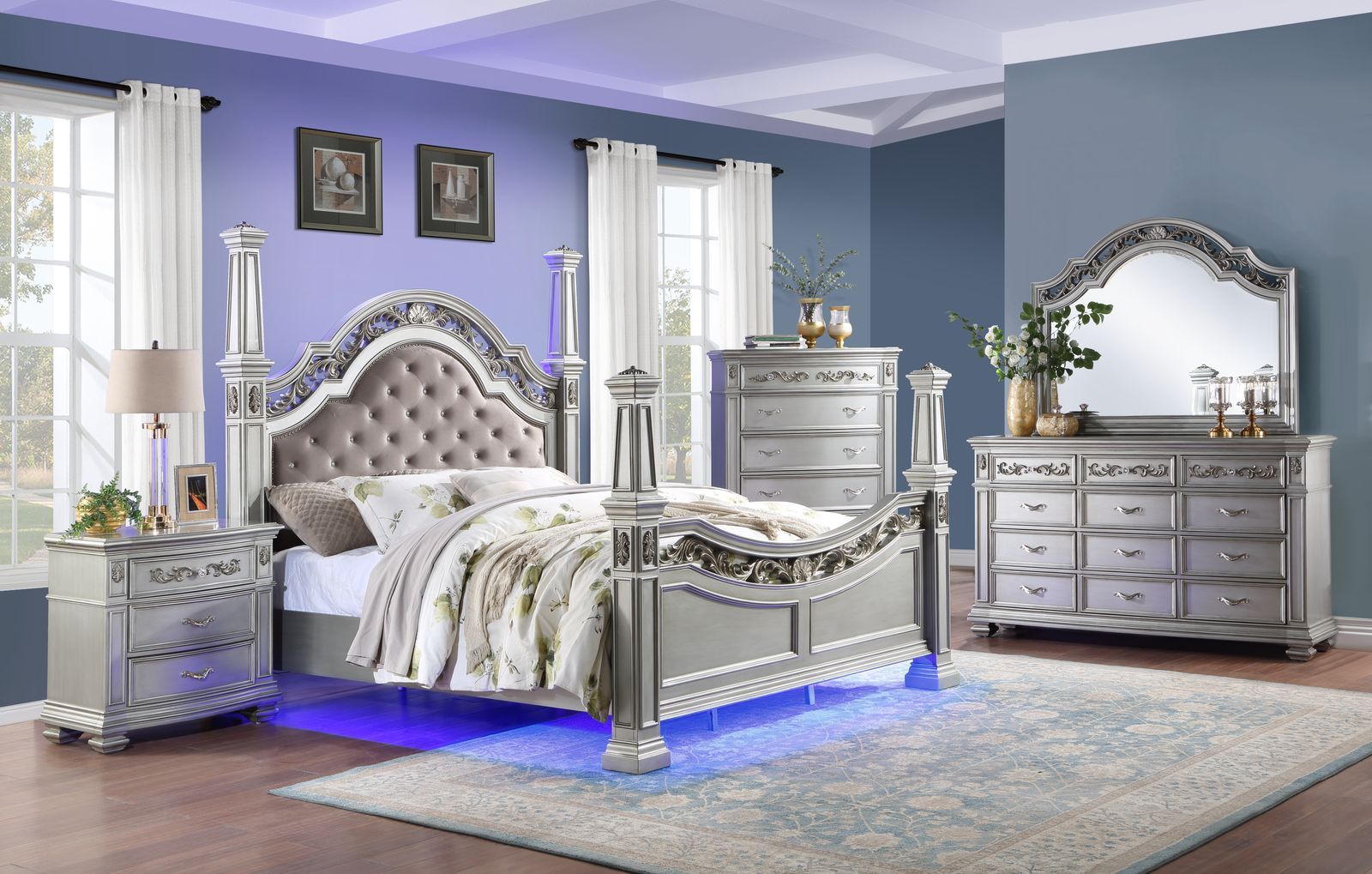 Silver Metallic Queen Bed - view 4