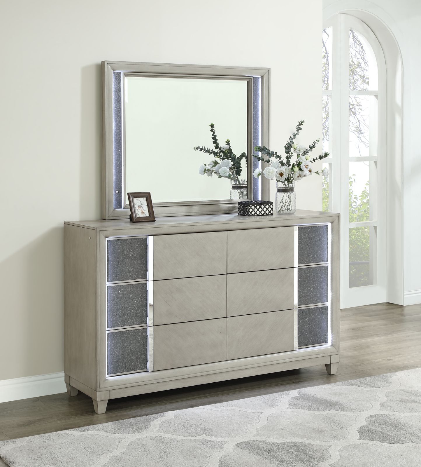 King Bed-Dresser-Mirror